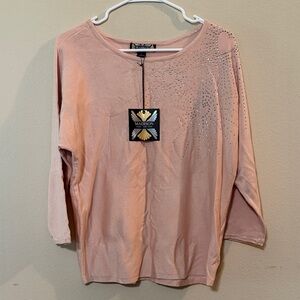 Madison Blush Long Sleeve Top with Embellishments